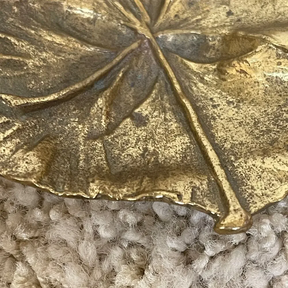 Vintage 1951 Virginia Metalcrafters Brass Gingko Leaf Dish